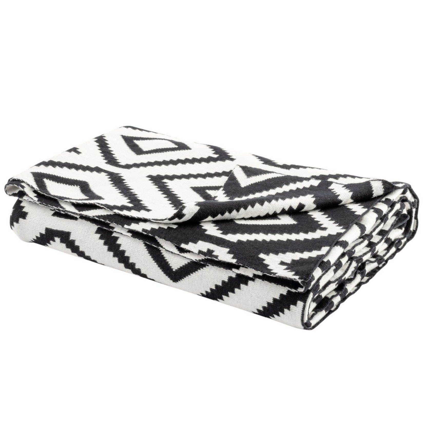 Torre & Tagus Black & White Diamond Patterned Throw - 50x60"