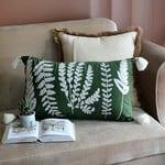 Rosha Living Green Leaf Tasseled Cushion - 24"x14"