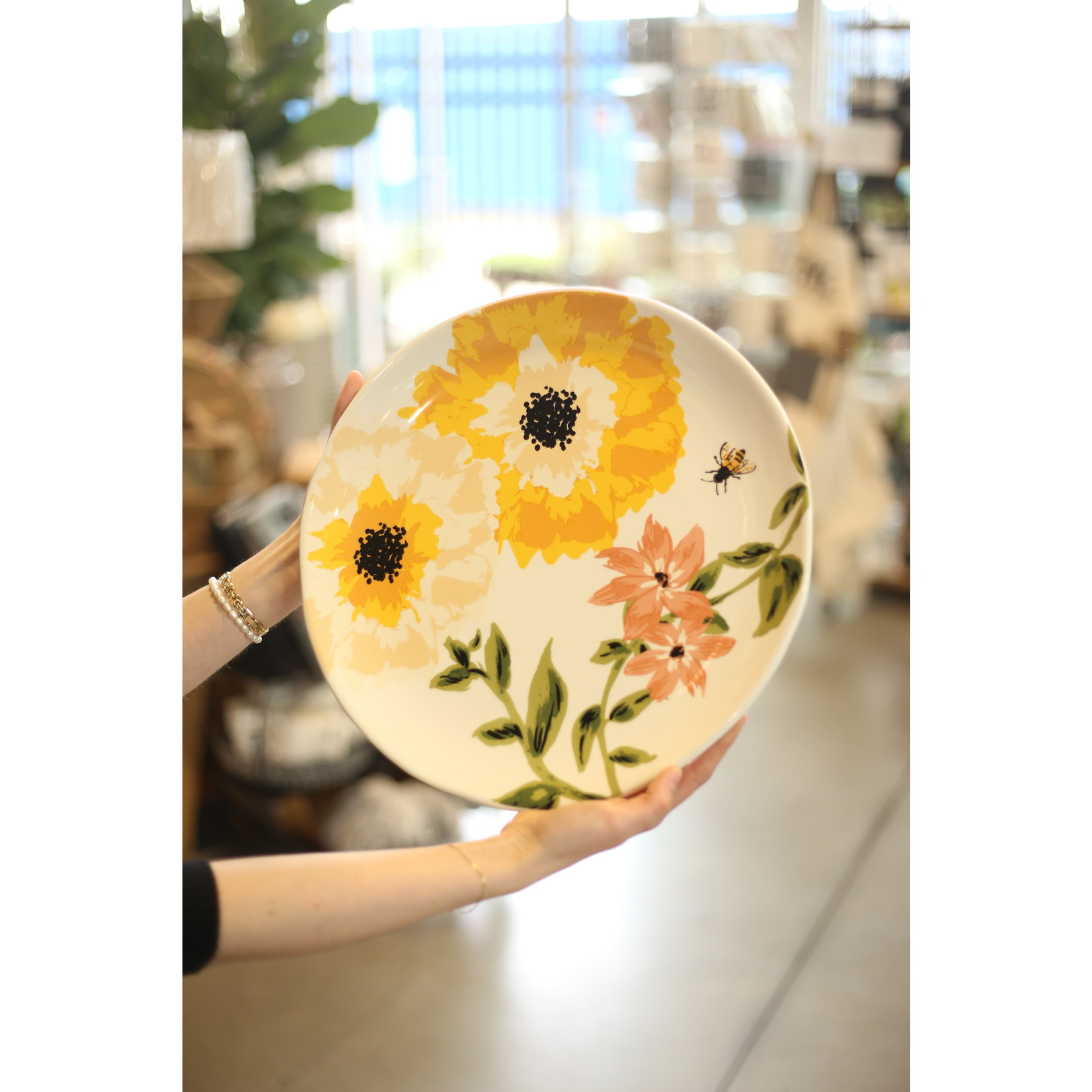 Bee Floral Round Platter