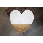 Mud Pie Marble &  Wood Heart Platter - small - 10"