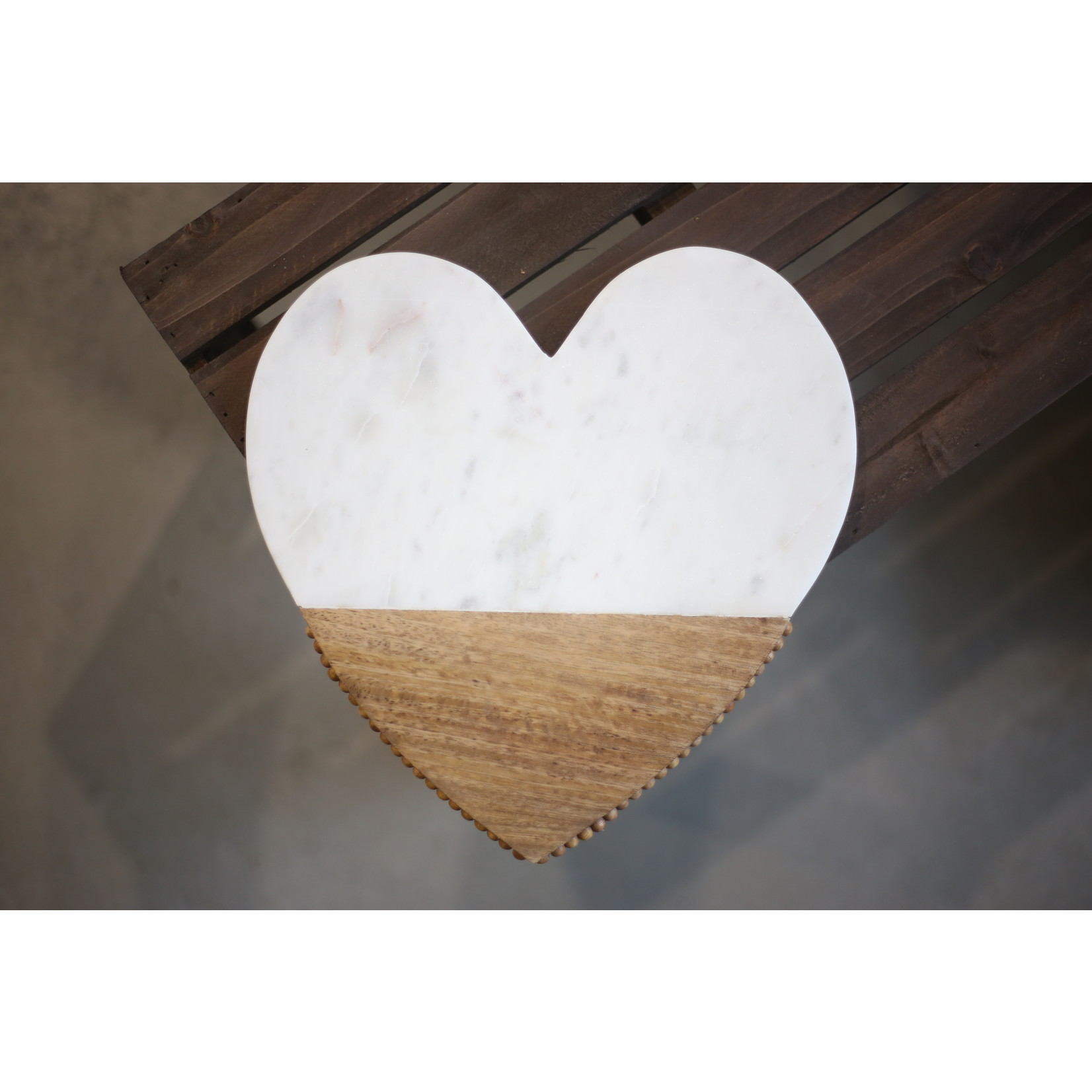 Mud Pie Marble Wood Heart Platter - small - 10"