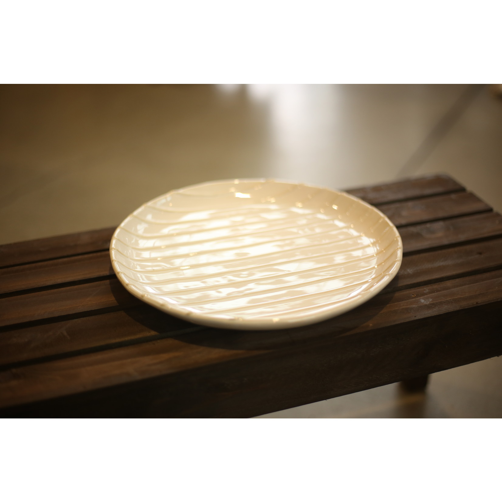 Mud Pie Striped Stoneware Dinner Plate