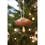 Creative Coop Wool & Wood Mushroom Ornament - Brown