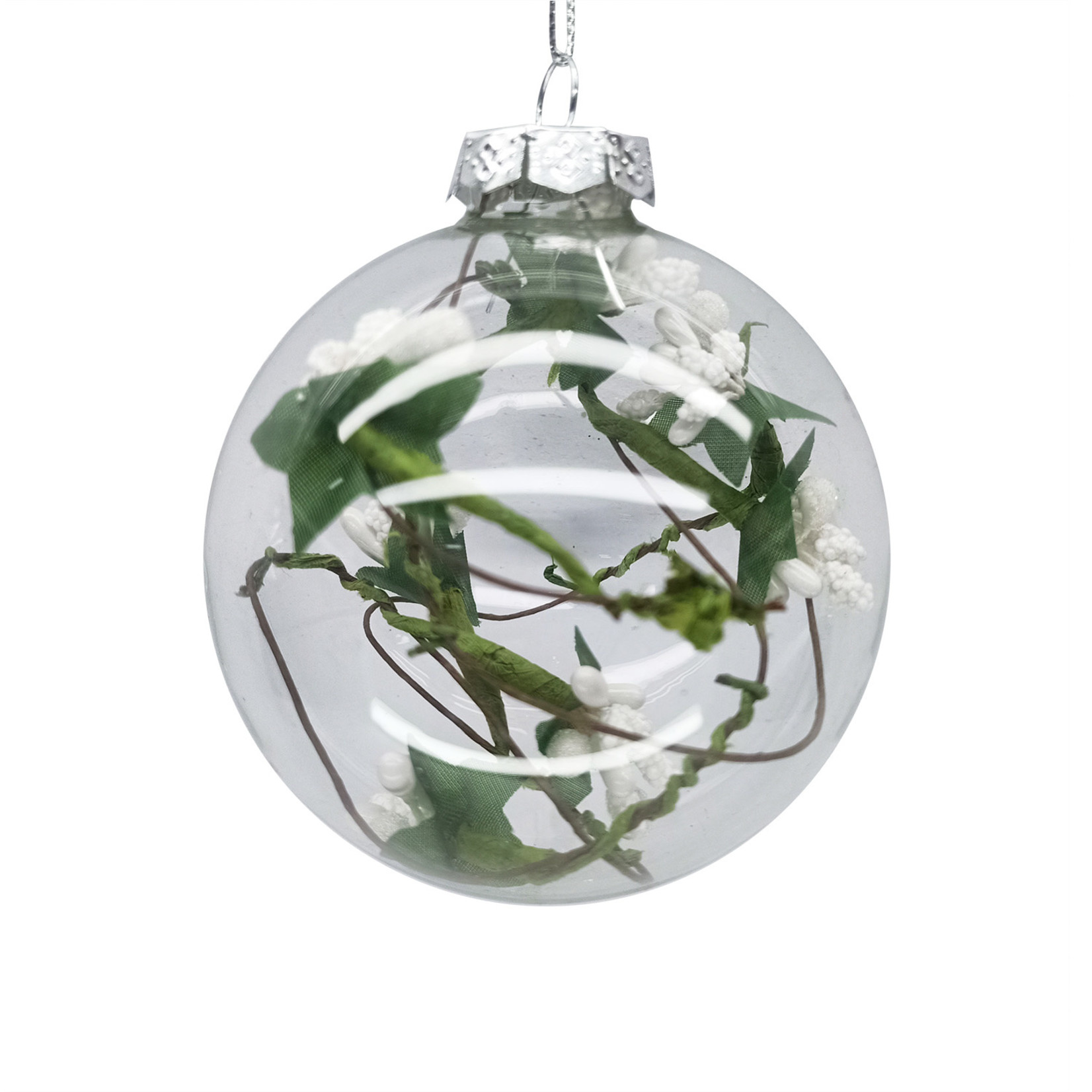 Christmas Forever 3" Clear Glass Ornament With Mistletoe