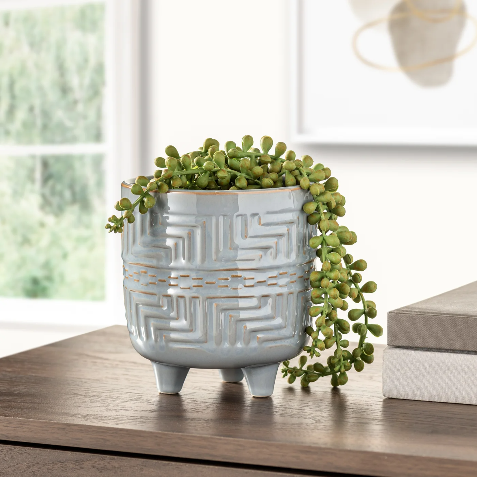Torre & Tagus Maze Reactive Ceramic Footed Pot