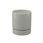 florist supply Grey Cylinder Pot w/saucer - 4.5"