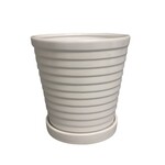 florist supply White Ribbed Pot w/Saucer - 6.5"