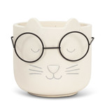 Abbott Cat Face w/glasses pot