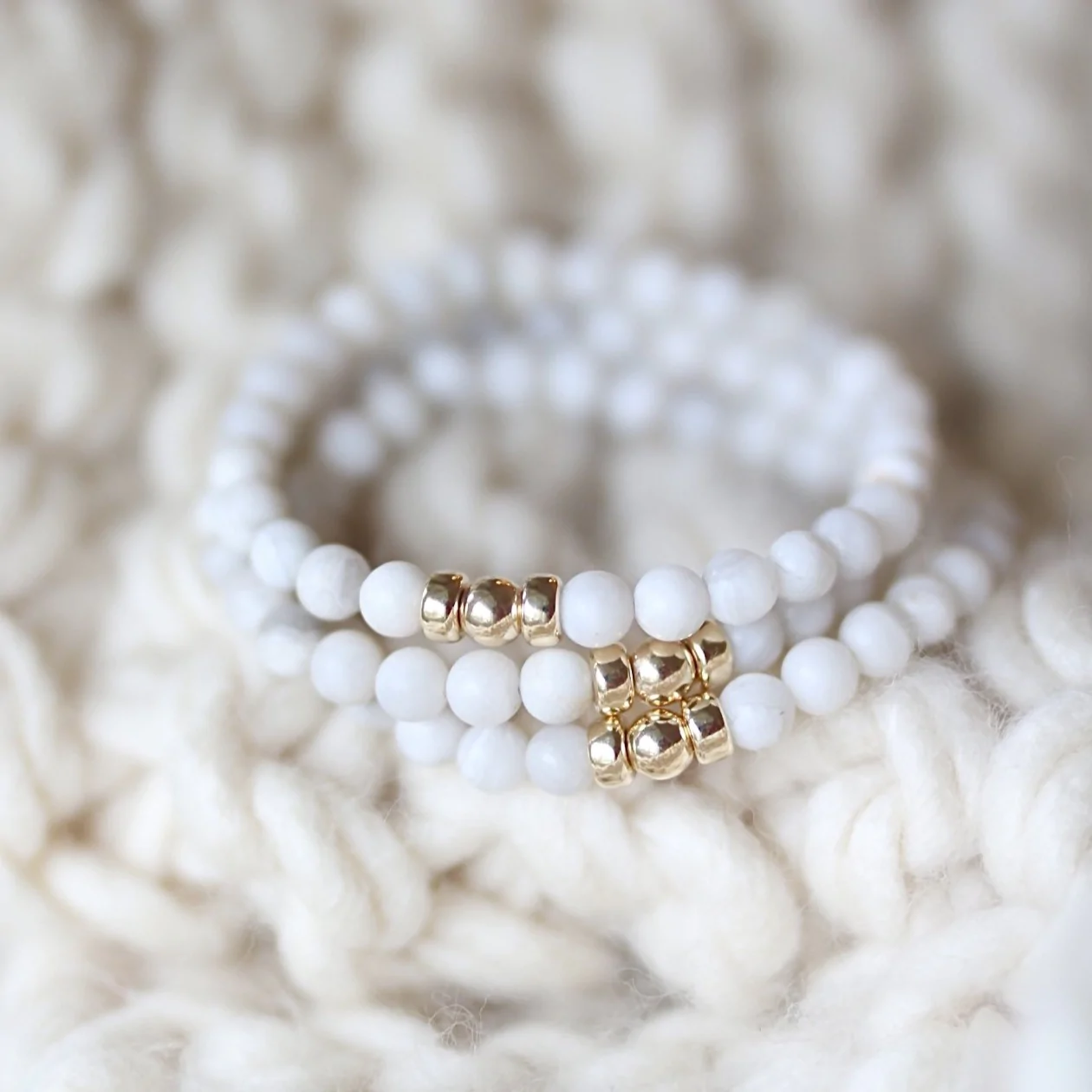 Lolo Jewellery White Agate Bracelet - 8mm