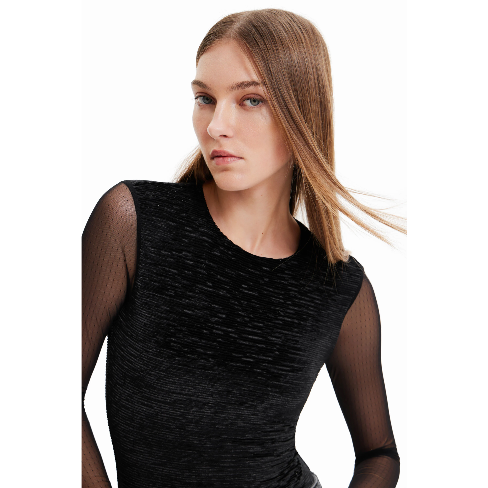 Sheer Tulle Sleeves Bodysuit - Home, Garden, and Fashion - Hampton