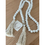 By Two Fields White Wood Bead Garland