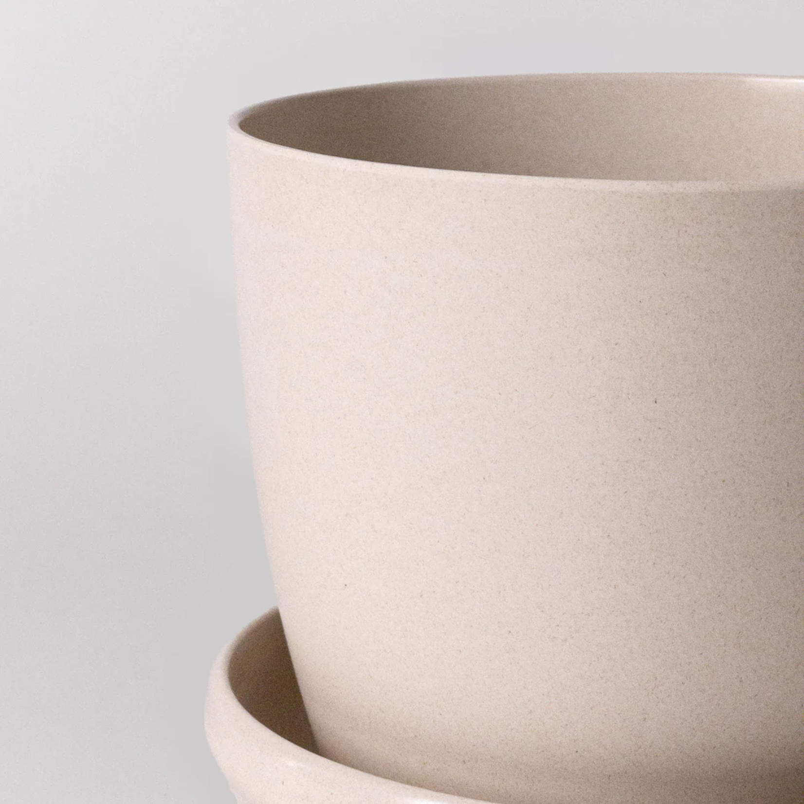 Kanso Designs 5" White Bamboo Pot w/Saucer