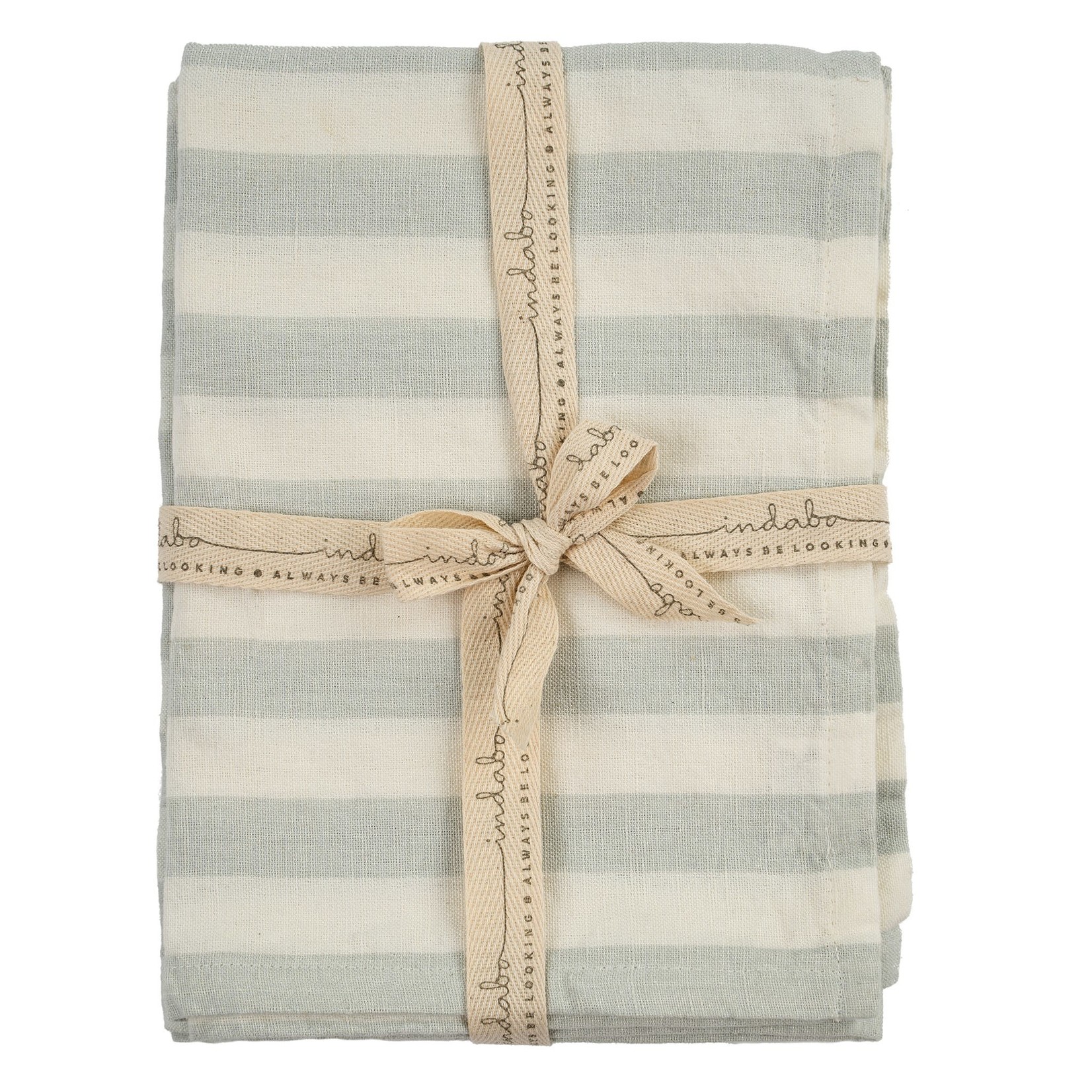 Indaba Gingham Stripe Tea Towels S/2 - Aqua