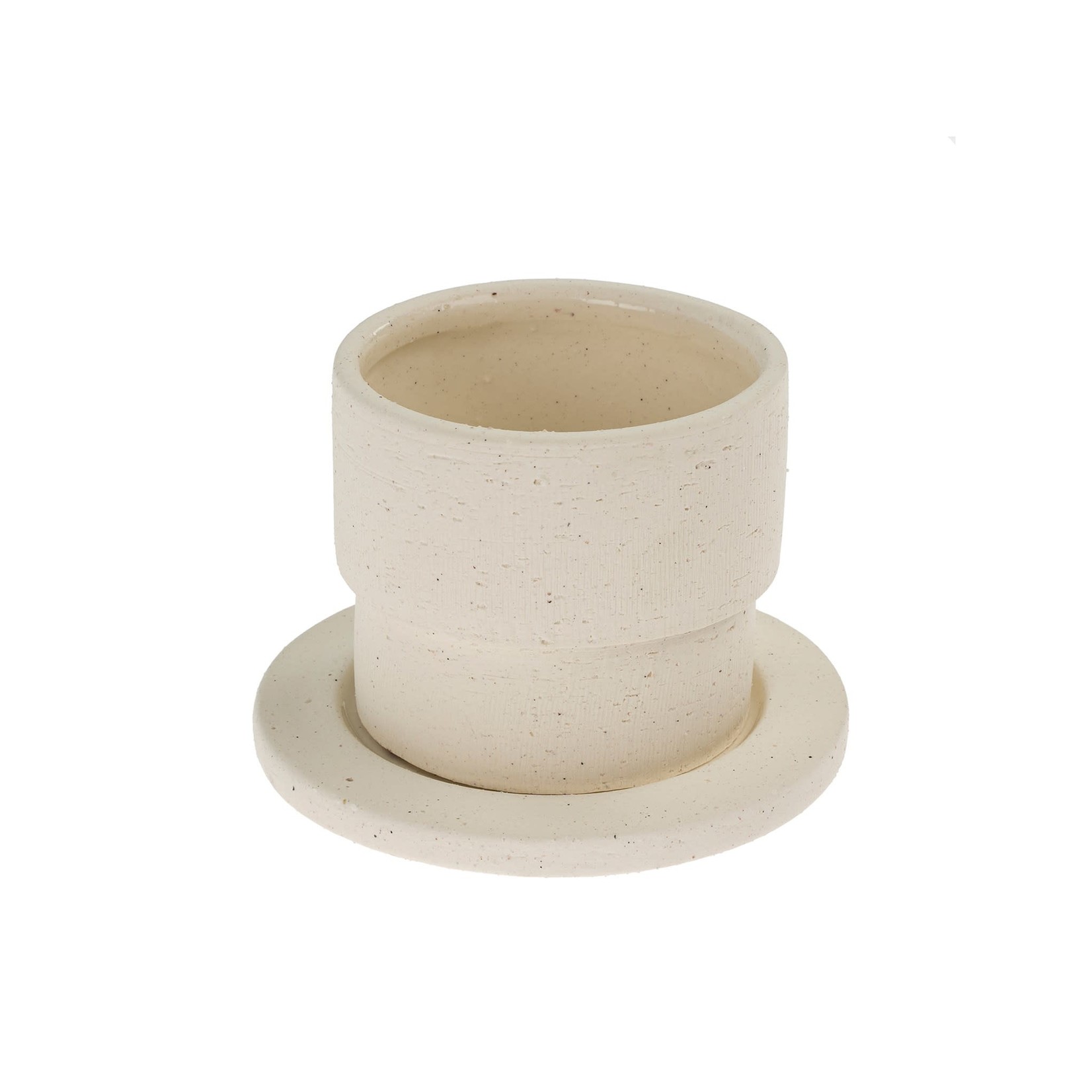 Indaba White Clay Pot w/Saucer - 5"