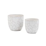 Pine Centre Cera White Hearts Pot - 5"