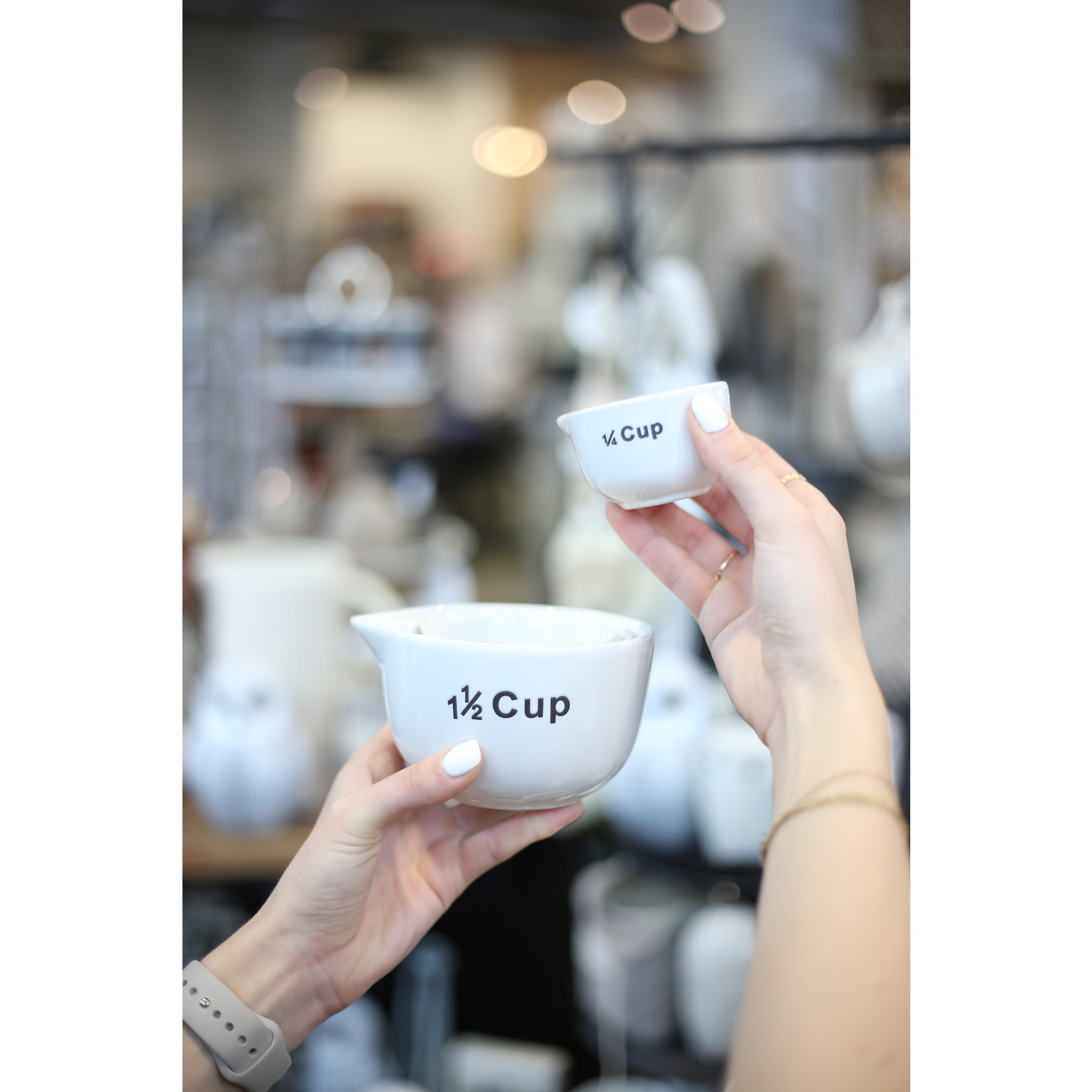 Creative Coop White Measuring Cups S/4