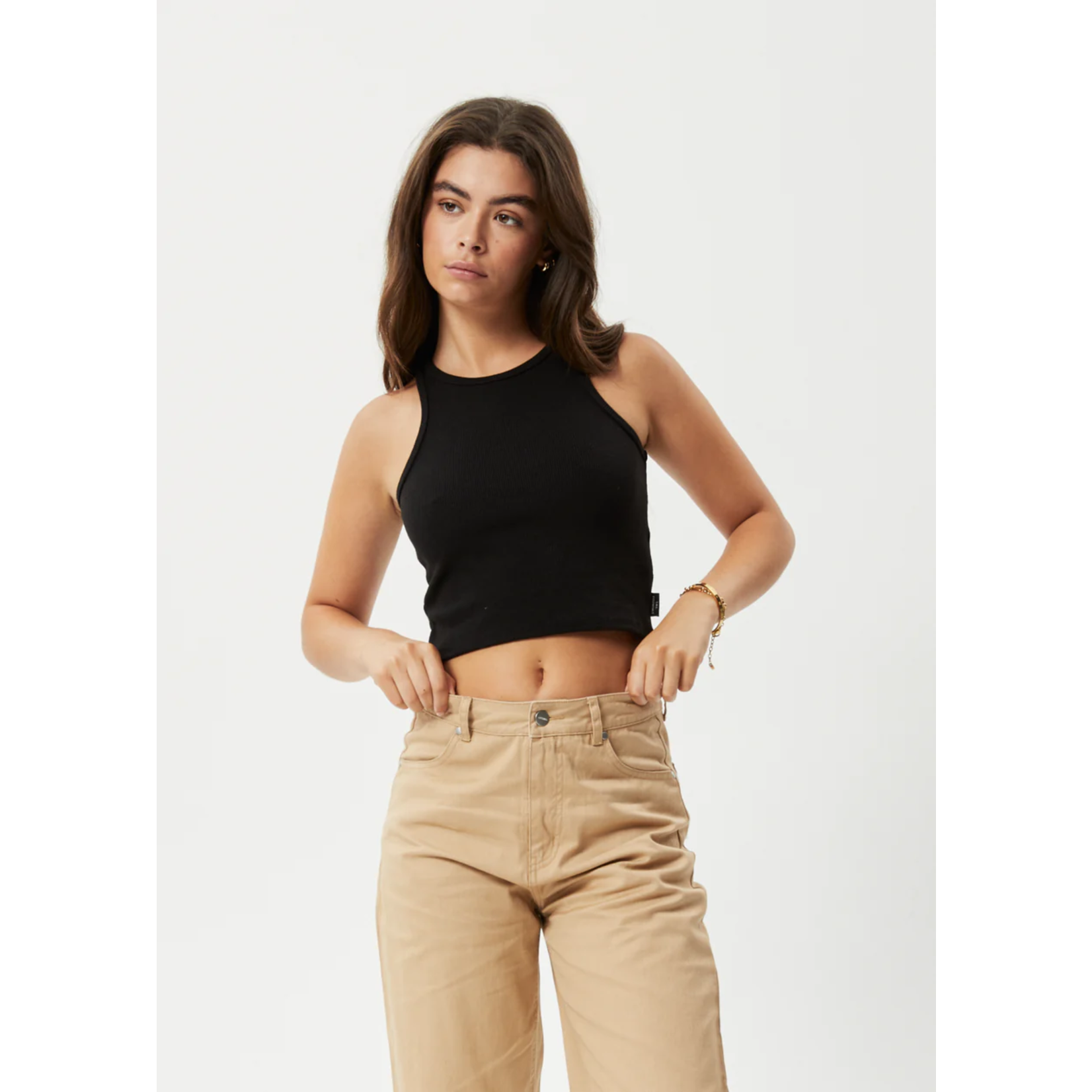 Afends Pearly Cropped Hemp Rib Singlet