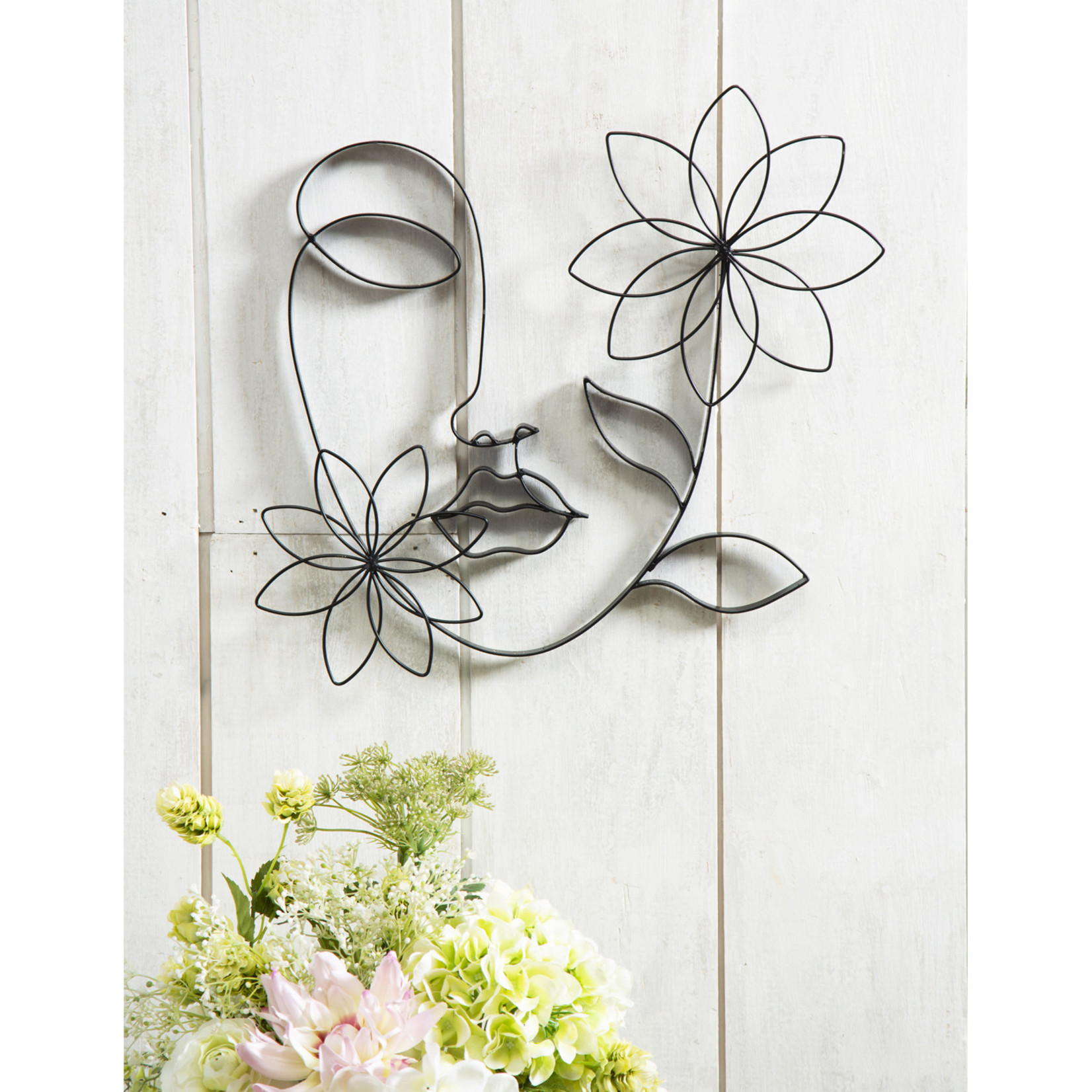 Evergreen Metal Floral Face Wall Decor