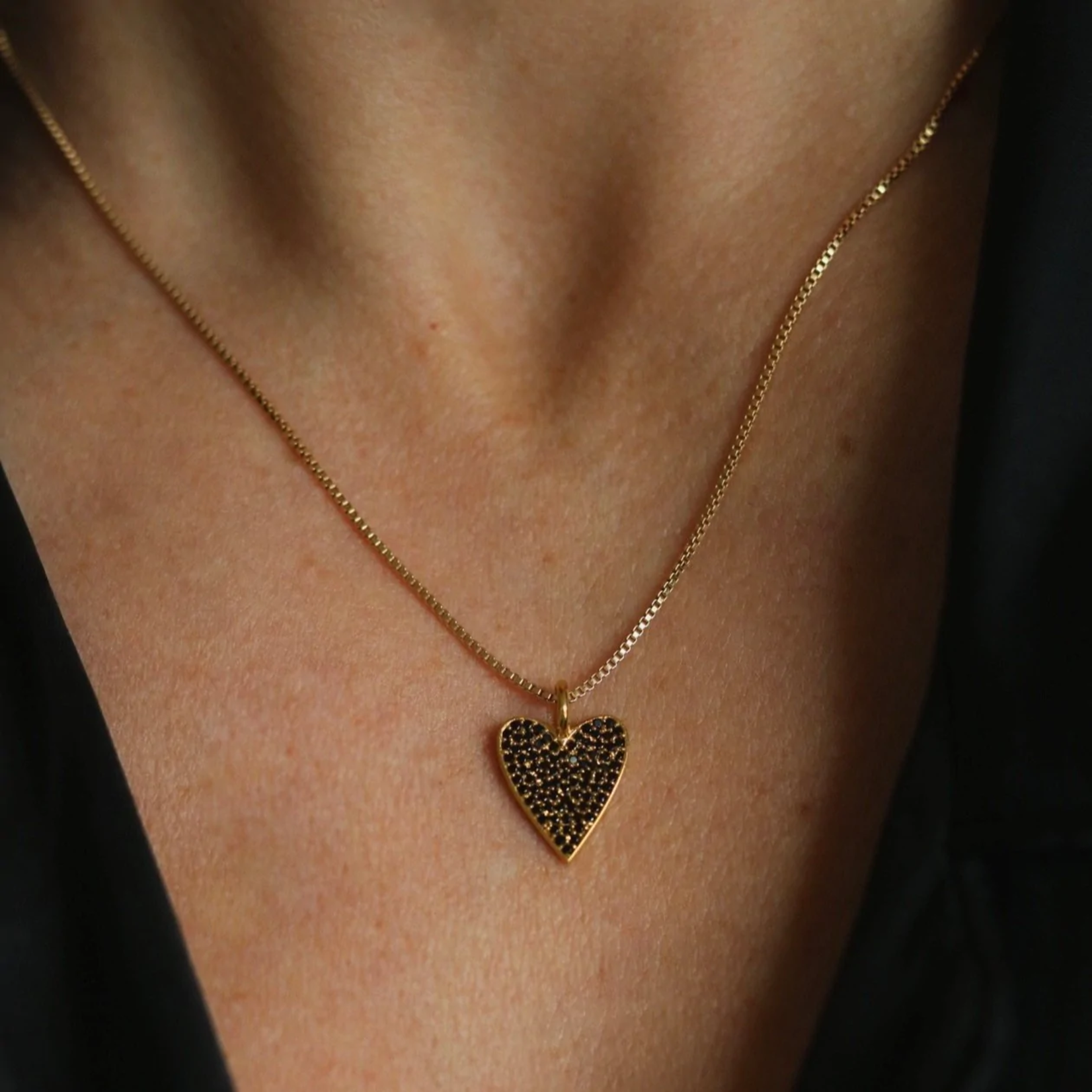 Lolo Jewellery Black Onyx Gold Heart - 20"