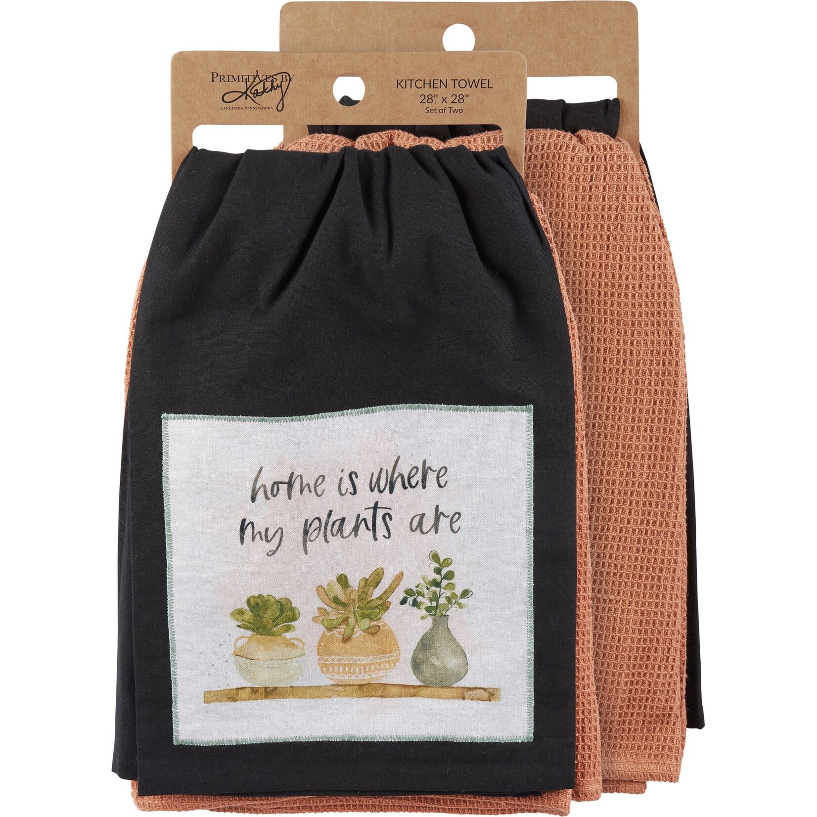 Primitives by Kathy Home Is Where my Plants Tea Towel Set/2