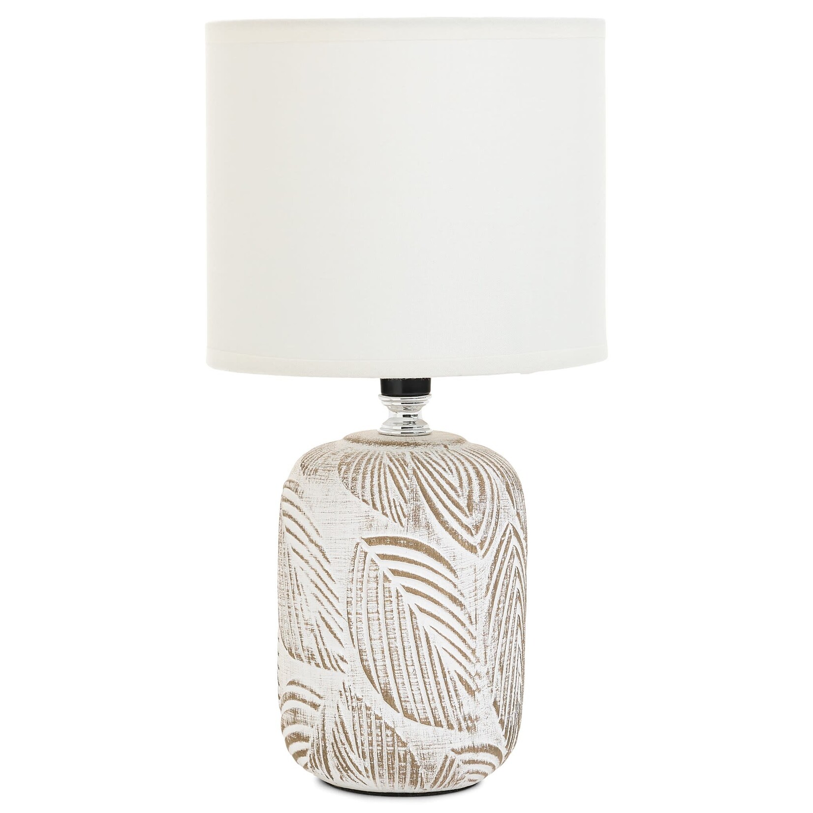Pine Centre Table Lamp w/Embossed Leaf