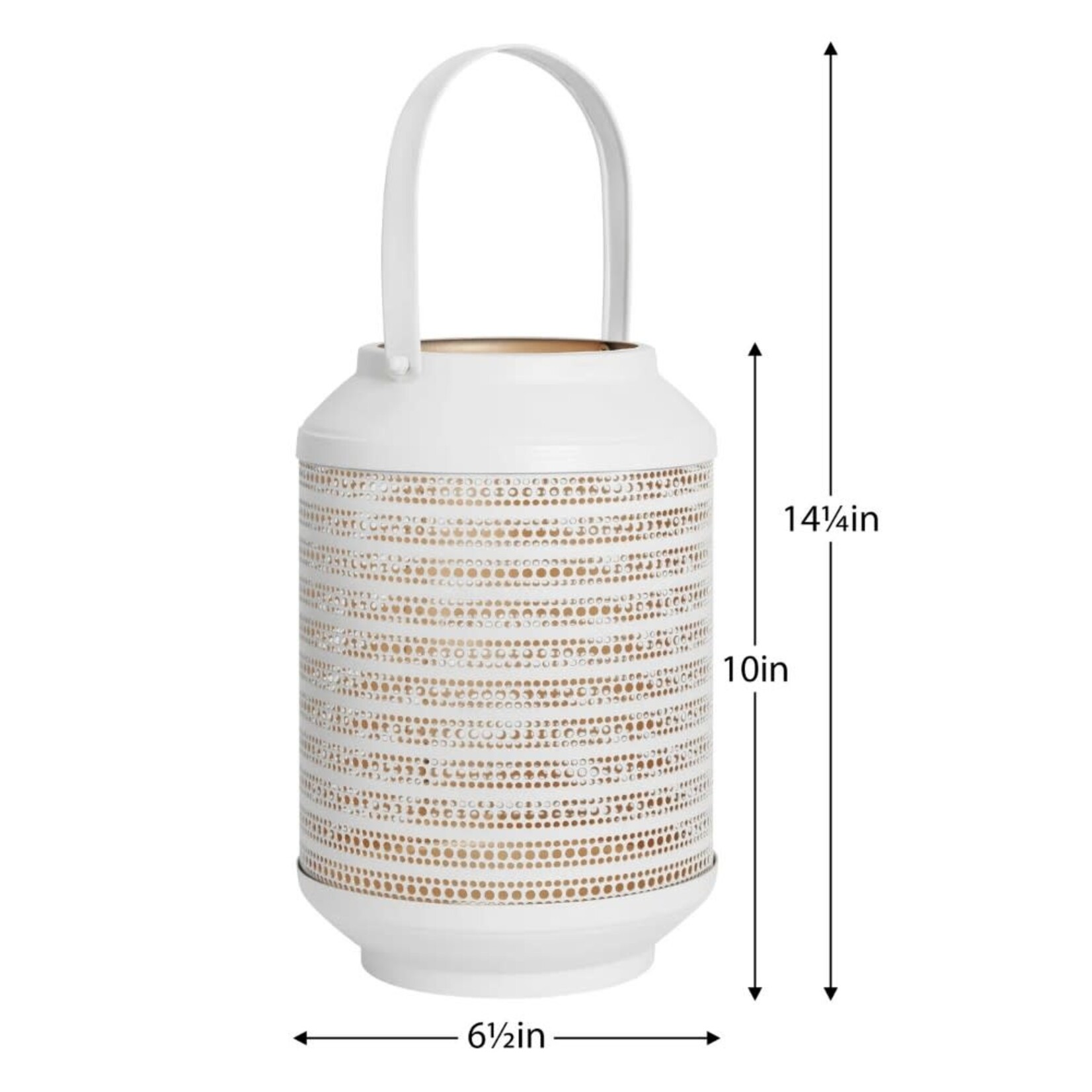 Torre & Tagus Dot Cutout White Lantern - 10"