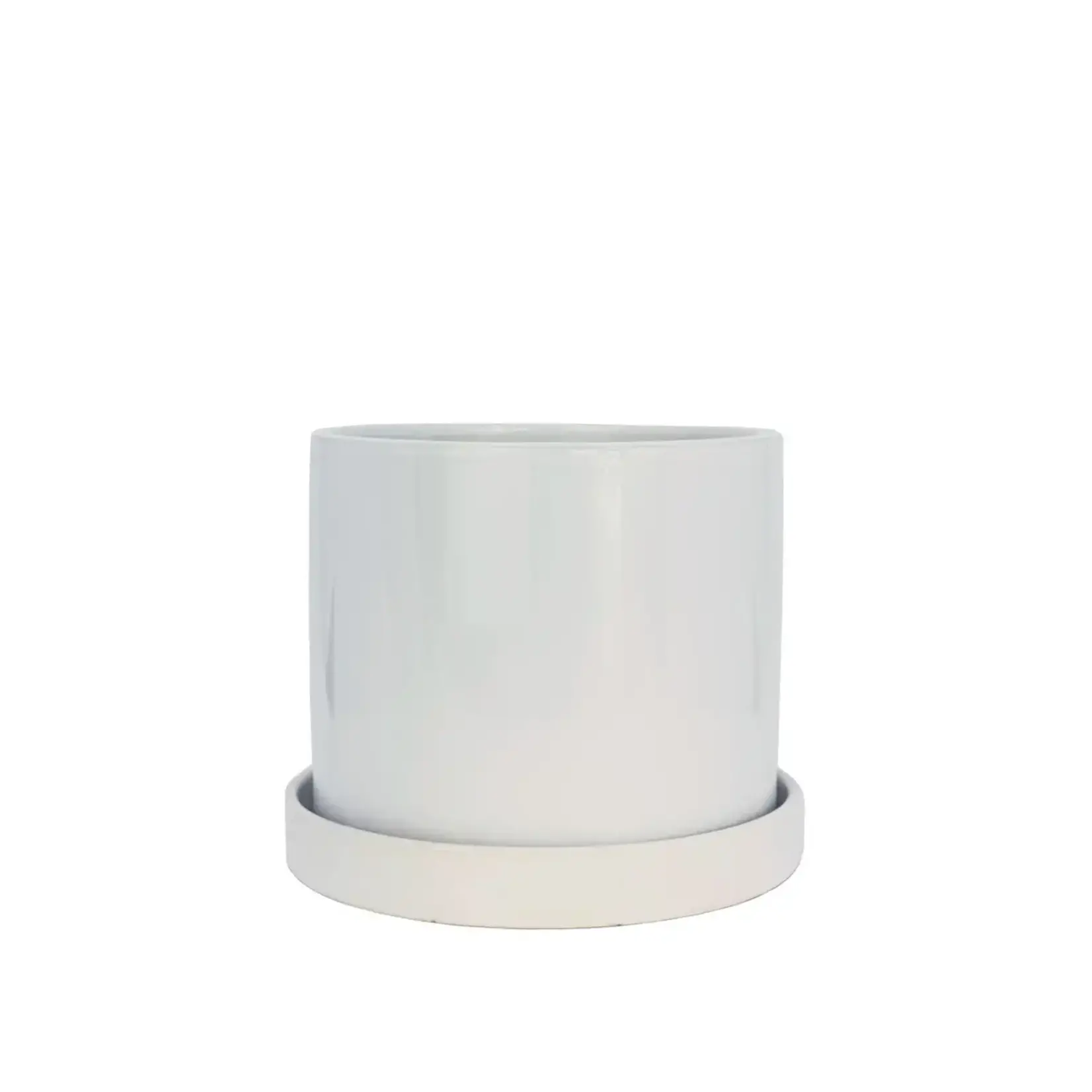 Modus Lifestyle Capri Pot w/saucer - White - 8"x7"