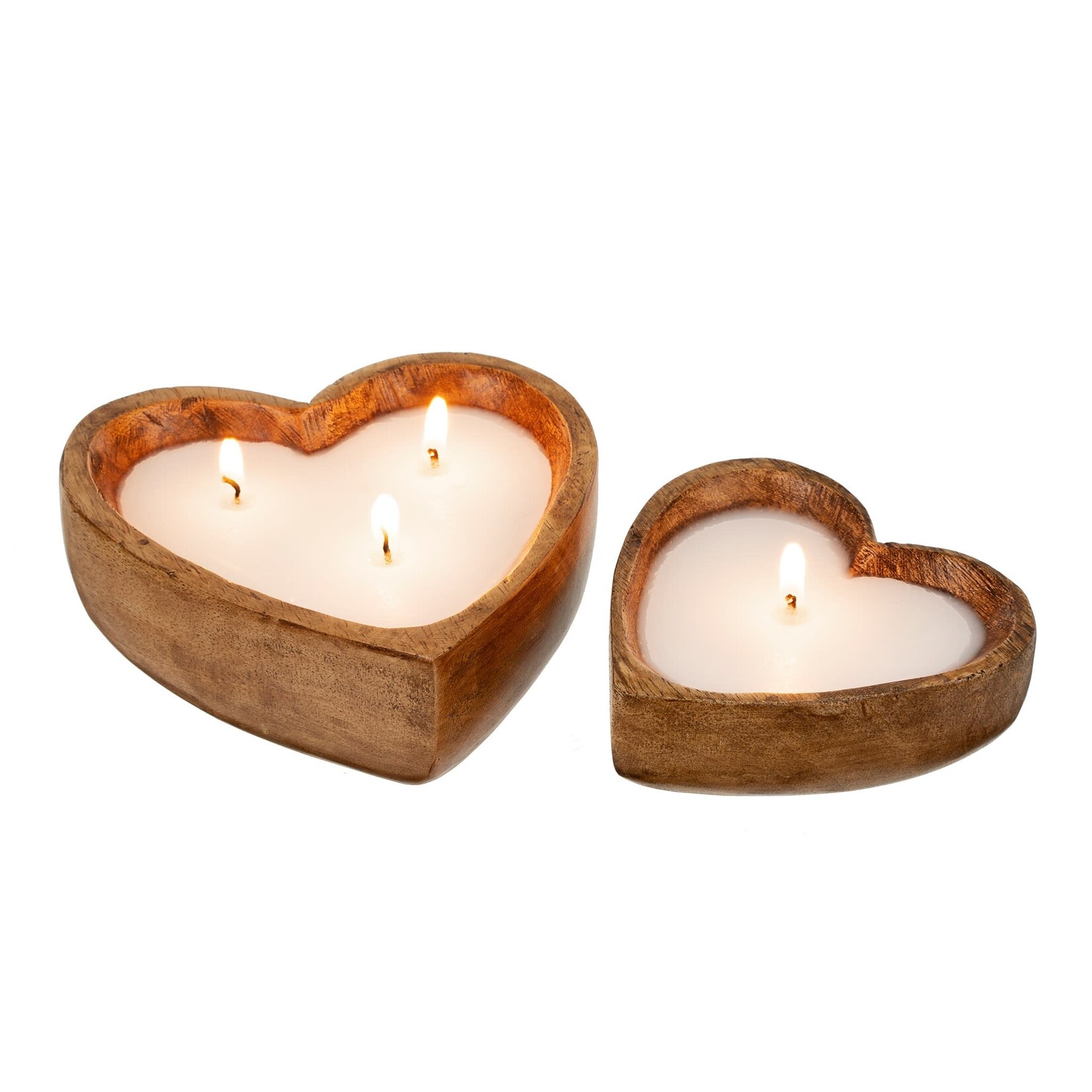 Indaba Wooden Heart Candle - Eucalyptus & Amber L