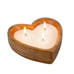 Indaba Wooden Heart Candle - Eucalyptus & Amber L