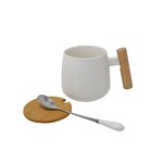White Scandi Mug w/Wood Lid and Spoon
