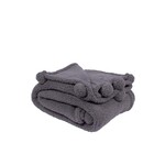 Harman Charcoal Pom Pom Sherpa Throw