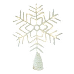 Christmas Forever 12" White Glitter Snowflake LED Tree Topper s/Timer