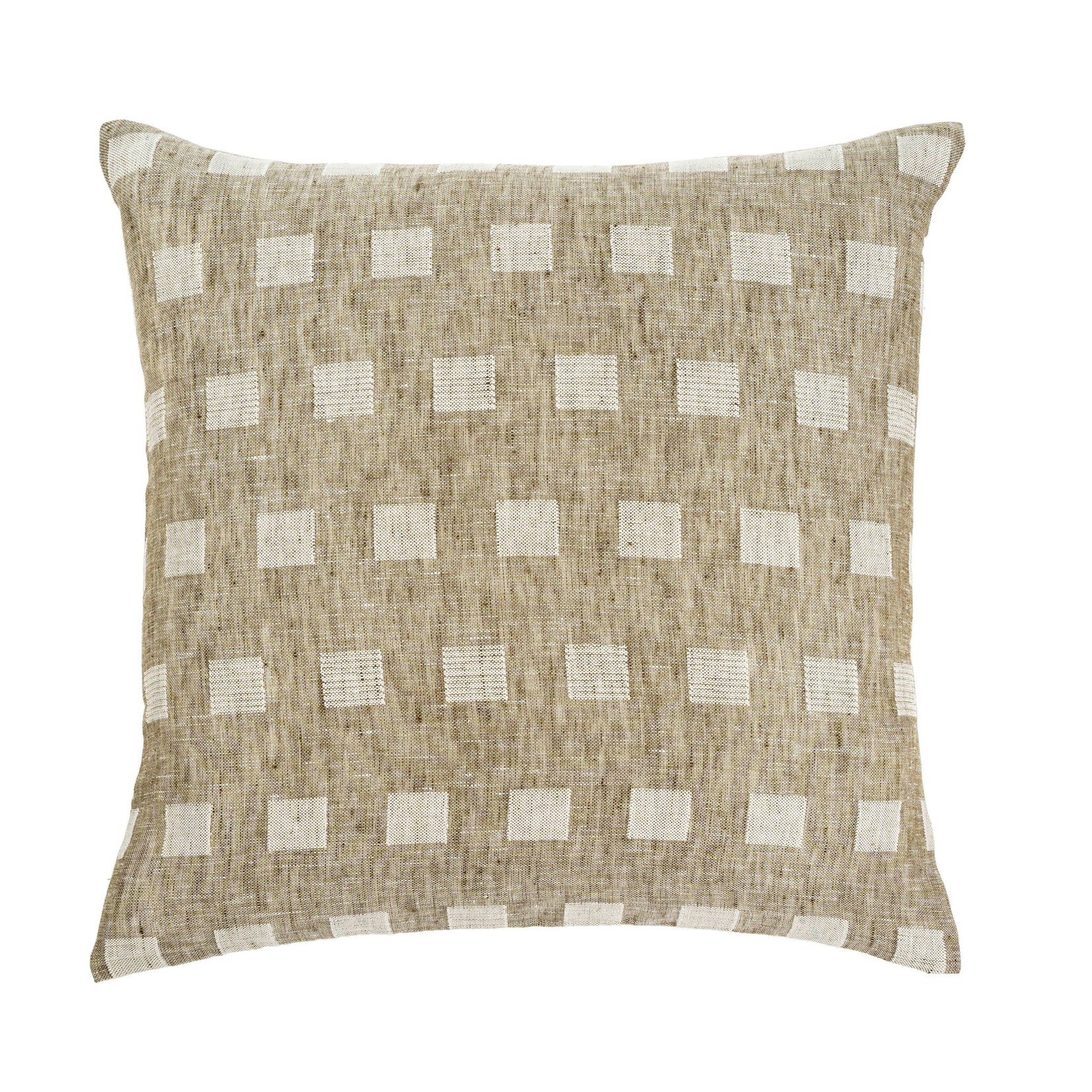 Indaba Check Linen Pillow - Natural - 20"x20"