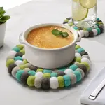 Torre & Tagus Teal/Green/Grey Felt Ball Trivet