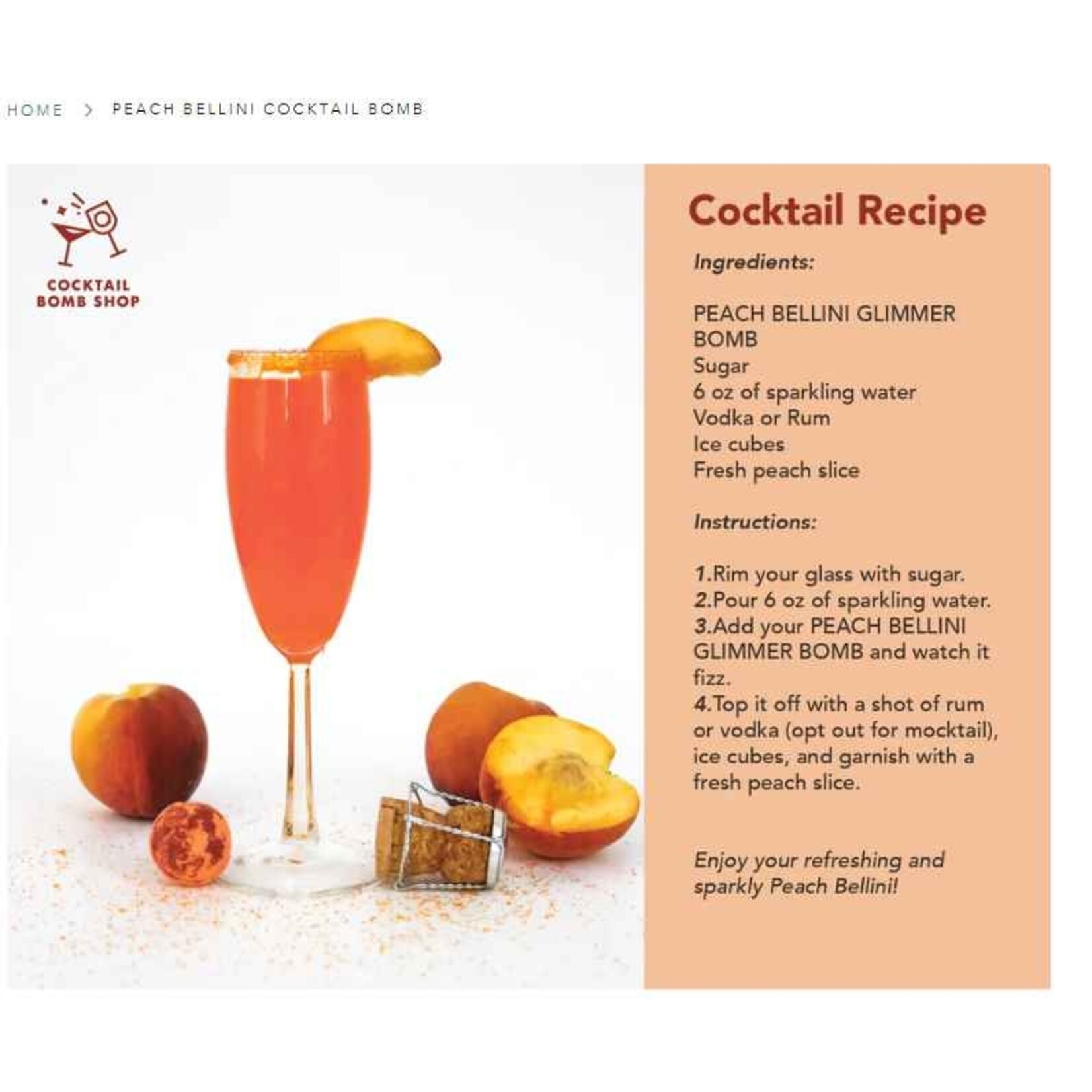 Cocktail Bomb Peach Bellini 4 Pack Gift box