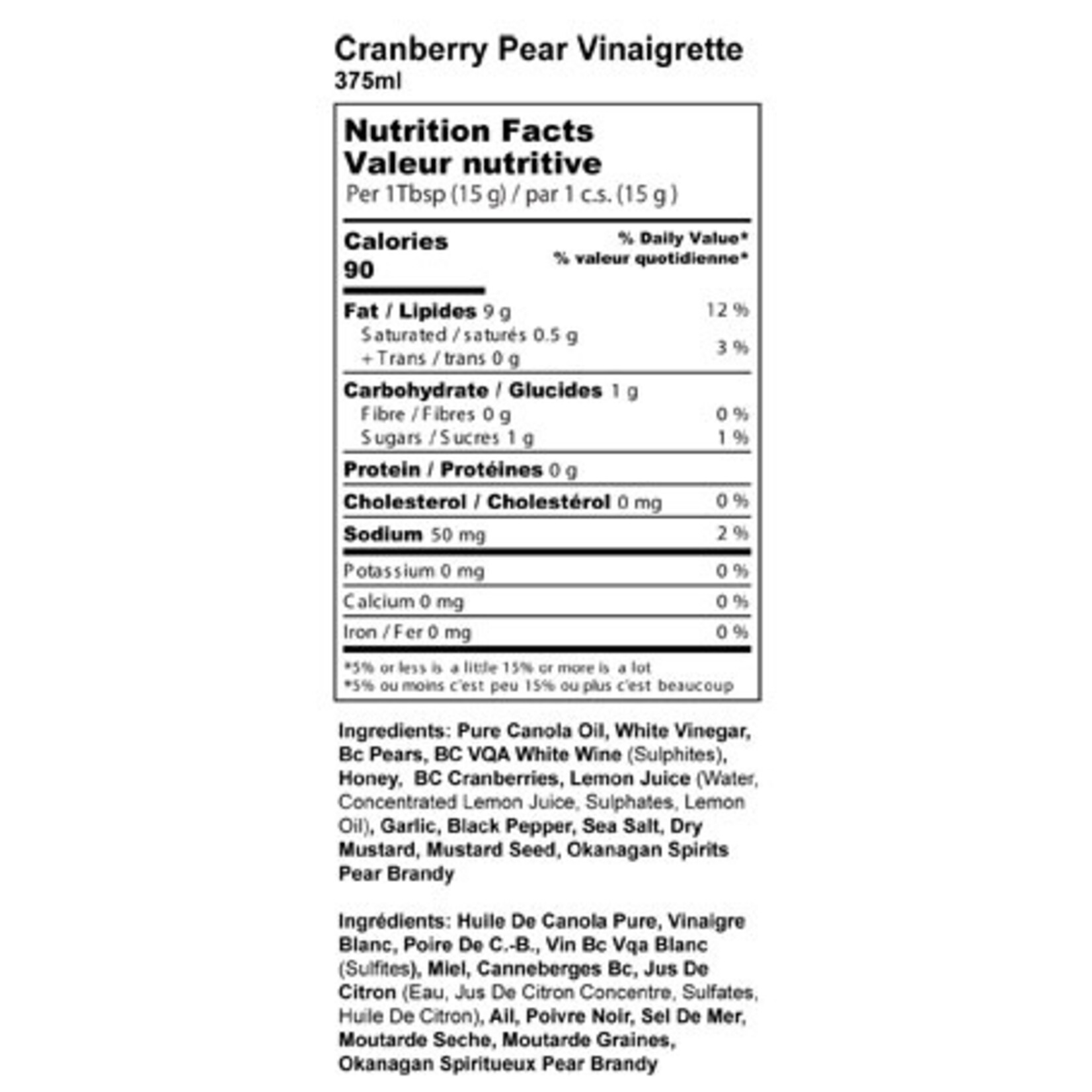 Taste of the Okanagan Cranberry Pear Vinaigrette