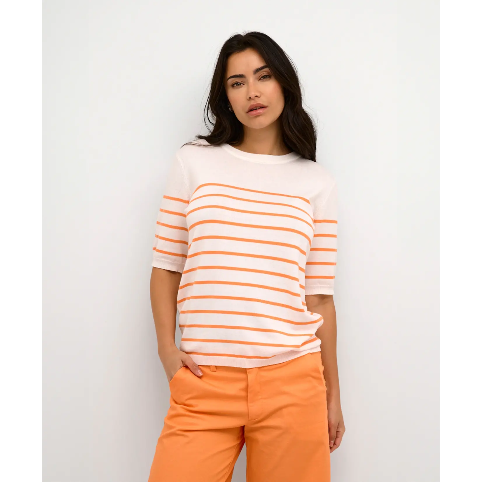 Kaffe Lizza Short Sleeve Narrow Striped Pullover