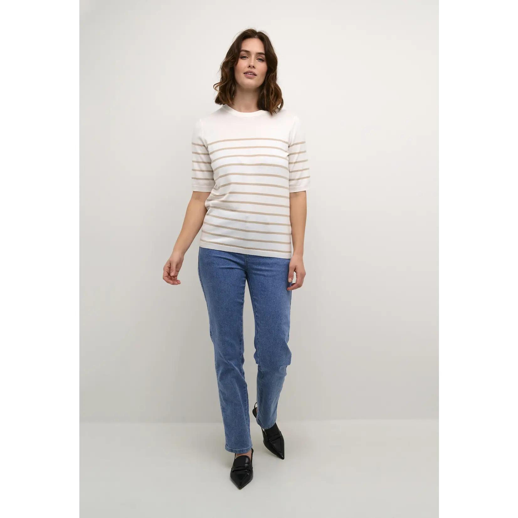 Kaffe Lizza Short Sleeve Narrow Striped Pullover