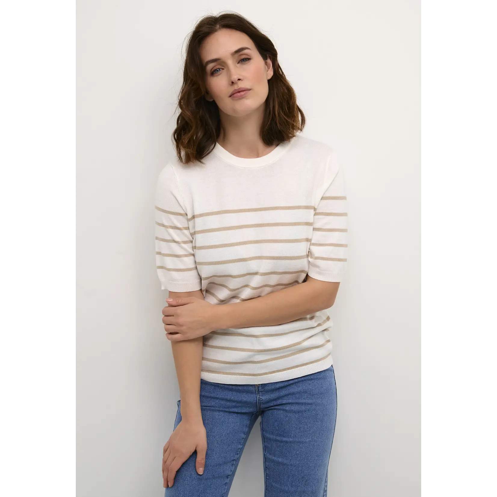 Kaffe Lizza Short Sleeve Narrow Striped Pullover