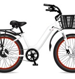 Electric Bike Company Model R White W/ Blk Fenders Basket Rack Red Rims