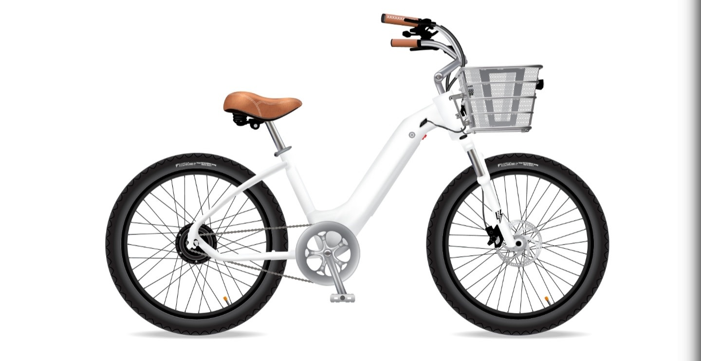 Electric Bike Company Model R White 7SP Basket Susp Seat