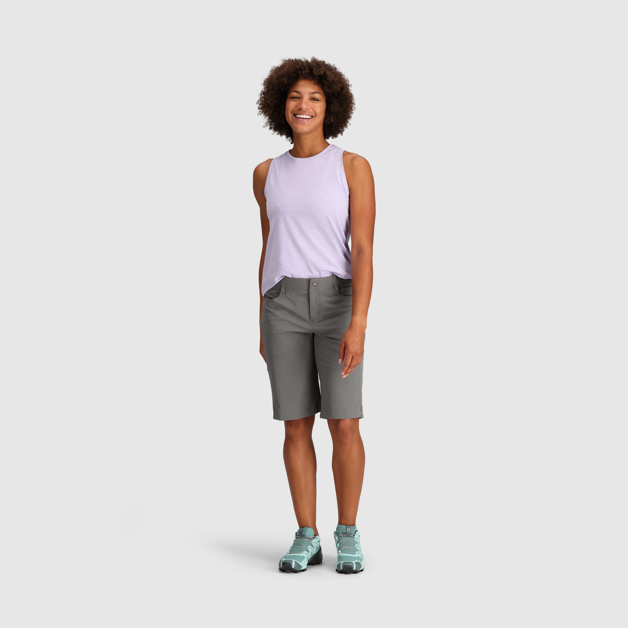 VESUBIE - Grey - Women's Trail Running shorts with built-in underwear