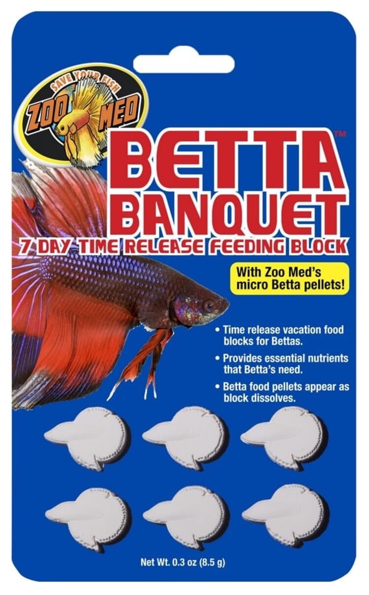 ZOO MED BETTA BANQUET 7 DAY TIME RELEASE FEEDING BLOCK 6 PK