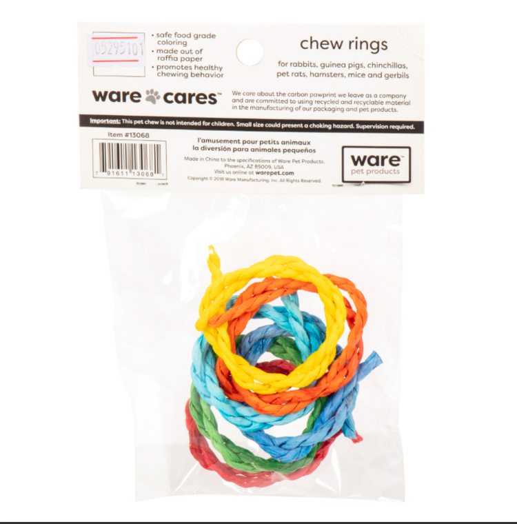 WARE MFG. INC. COLORFUL CHEW RINGS 6PC      72
