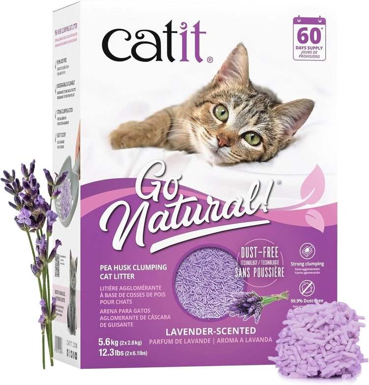 Catit Catit Go Natural Pea Husk Clumping Cat Litter 14.8 lb, Lavender