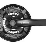 Shimano Crank Shi Tourney FC-TY501 175mm 6/7/8-Speed 48/38/28t, Riveted, Square Taper JIS Spindle Interface, Black