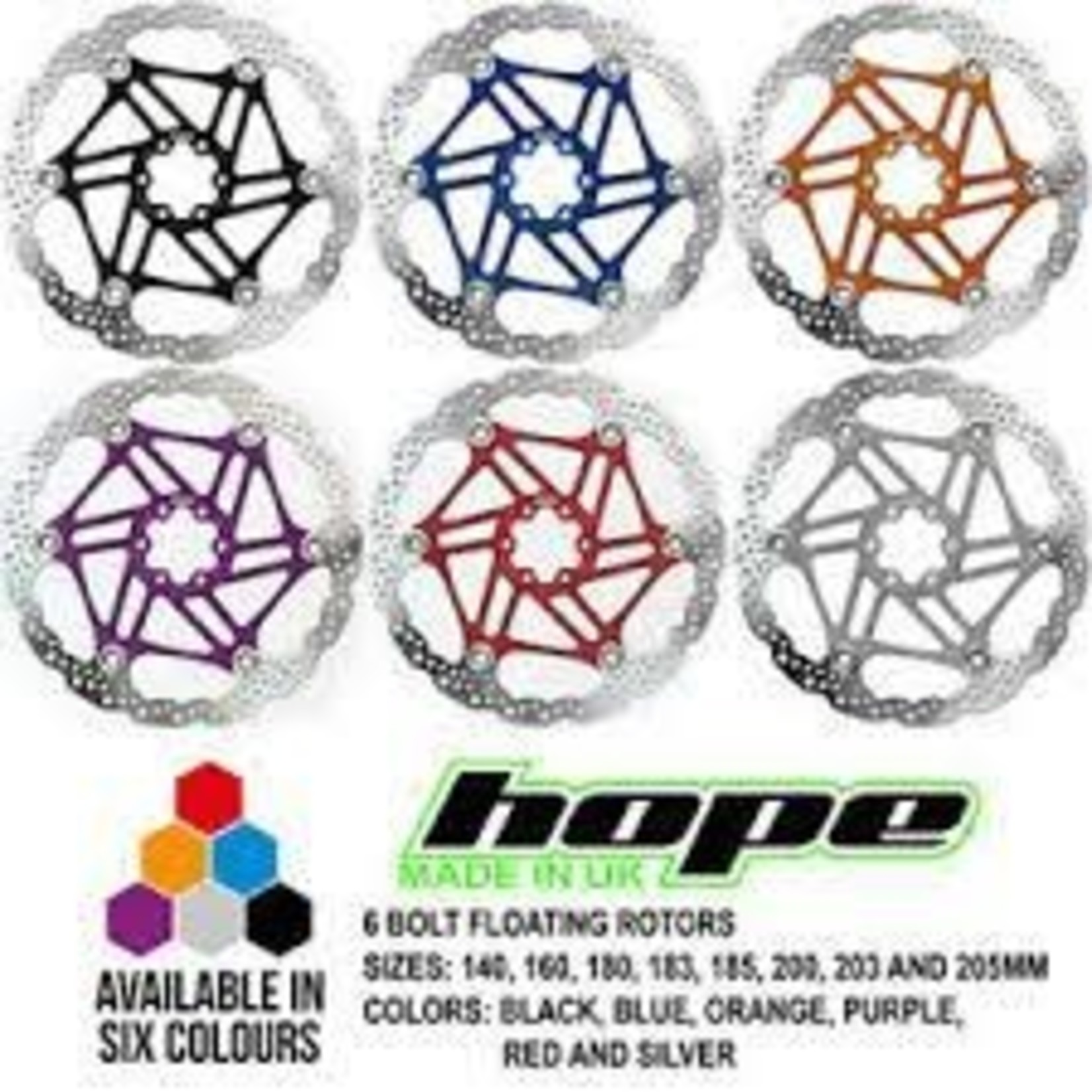 Hope Brake Rotor Hope 200mm Silver Floating 6 bolt