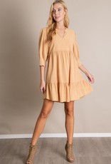 LLove Natural Washed Tiered Baby Doll Dress - LV7445