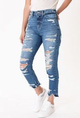 Kan Can USA High Rise Distressed Classic Skinny Mom Jeans - KC9224M
