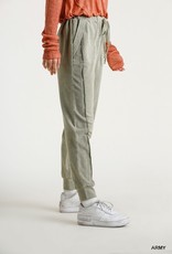 Umgee Washed French Terry Elastic Drawstring Waist Jogger Pants with Pockets